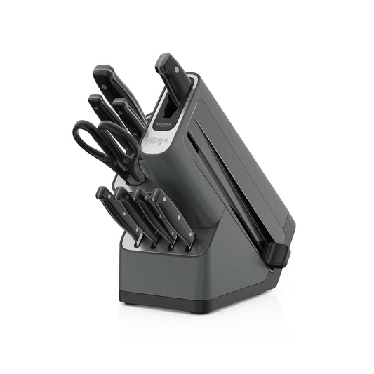 Ninja Foodi NeverDull 10-Piece Stainless Steel Essential Knife System with Sharpener, K12010 Black/Gray