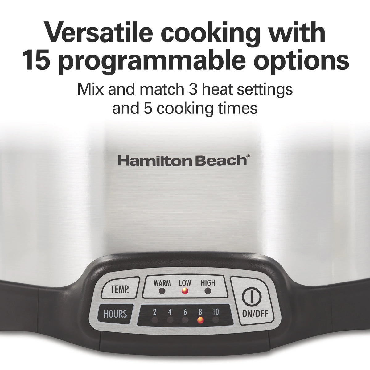 Hamilton Beach 4 Qt Programmable Slow Cooker, Stoneware Crock with Removable Pot, Stainless Steel