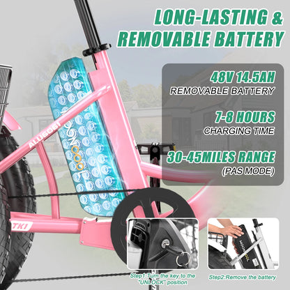 20" x 4" Fat Tire Electric Tricycle for Adult, 7 Speeds Electric Trike 48V 500W Motorized Tricycle , Electric Three Wheels Bicycle for Senior, Aluminum Frame & Rear Basket ,16mph