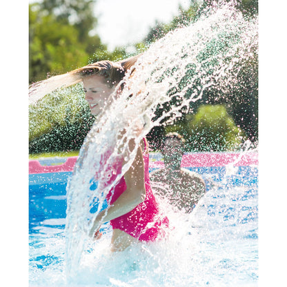 Open Box INTEX Rectangular Metal Frame 7ft x 23in Above Ground Swimming Pool, Pink