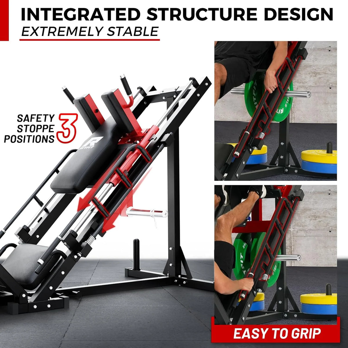RitFit Leg Press Hack Squat Machine, Professional Adjustable Leg Press Machine for Home Gym with Linear Bearing, Specialty Hack Squat Machine for Full Lower Body Workout with Weight Storage, Pink