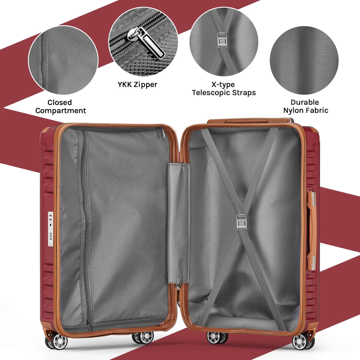 Melalenia - 7 Luggage Sets ABS Hardside Spinner Luggage -With Spinner Wheels and TSA Lock-White