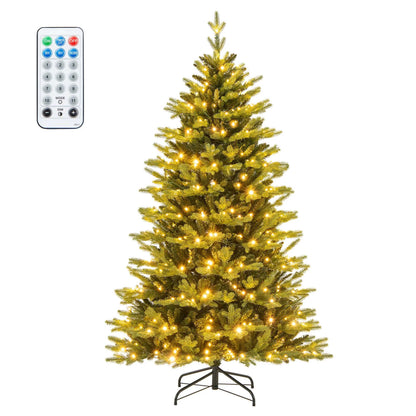 Costway 5 FT Pre-Lit Christmas Tree Hinged with 250 Multi-color Lights & 844 Branch Tips