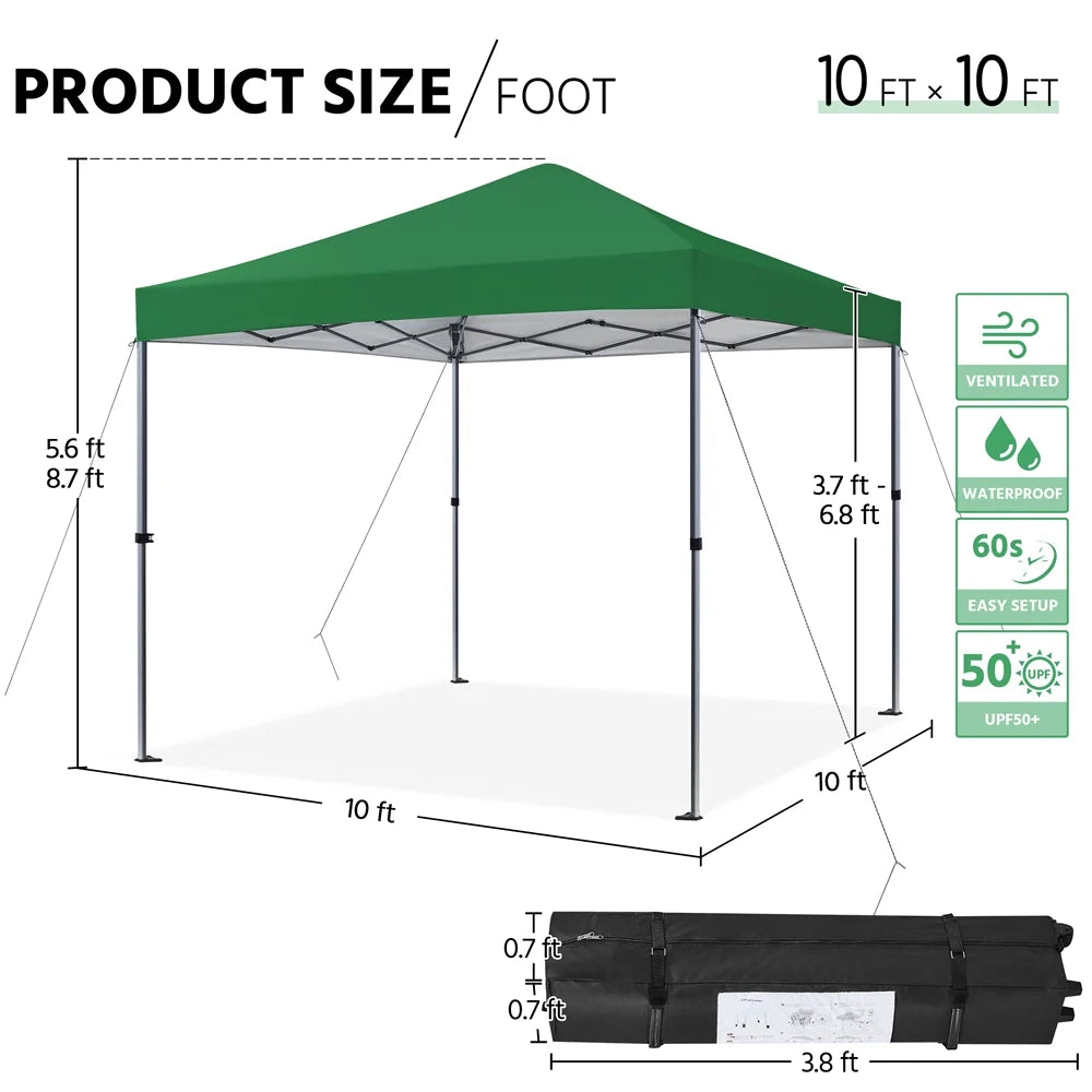 Topeakmart 12x12ft Commercial Pop-up Canopy Tent with Adjustable Height for Outdoor, White