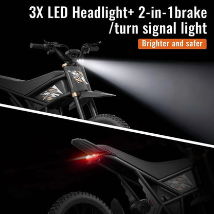 GT73 PRO 338 NM Electric Dirt Bike for Adults,3000W(Peak)Dual Motor 50Mph Max Speed,60V 50MPH 36.4AH Dual Battery Ebike,85 Miles Range, 25" Motorcycle Tires, All-Terrain for Mountain, Snow, UL2849