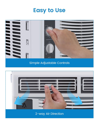 Garvee 5000 BTU Window Air Conditioner,Fast Cooling for Rooms up to 150 Sq. ft,Window Ac Unit with 7 Level Temperature Setting,White