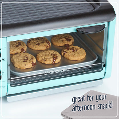 3-in-1 Breakfast Station - Includes Coffee Maker, Non-Stick Griddle, and 4-Slice Toaster Oven - Versatile Breakfast Maker with Timer - Aqua