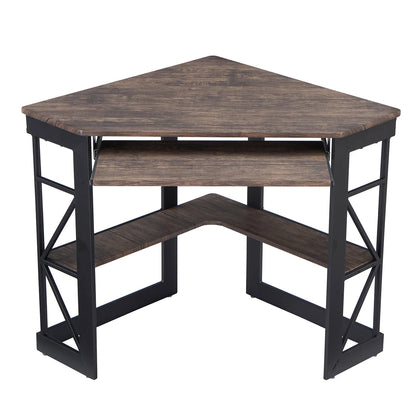Brown Triangle Corner Desk, Office/Computer/Writing Desk for Student Apartments