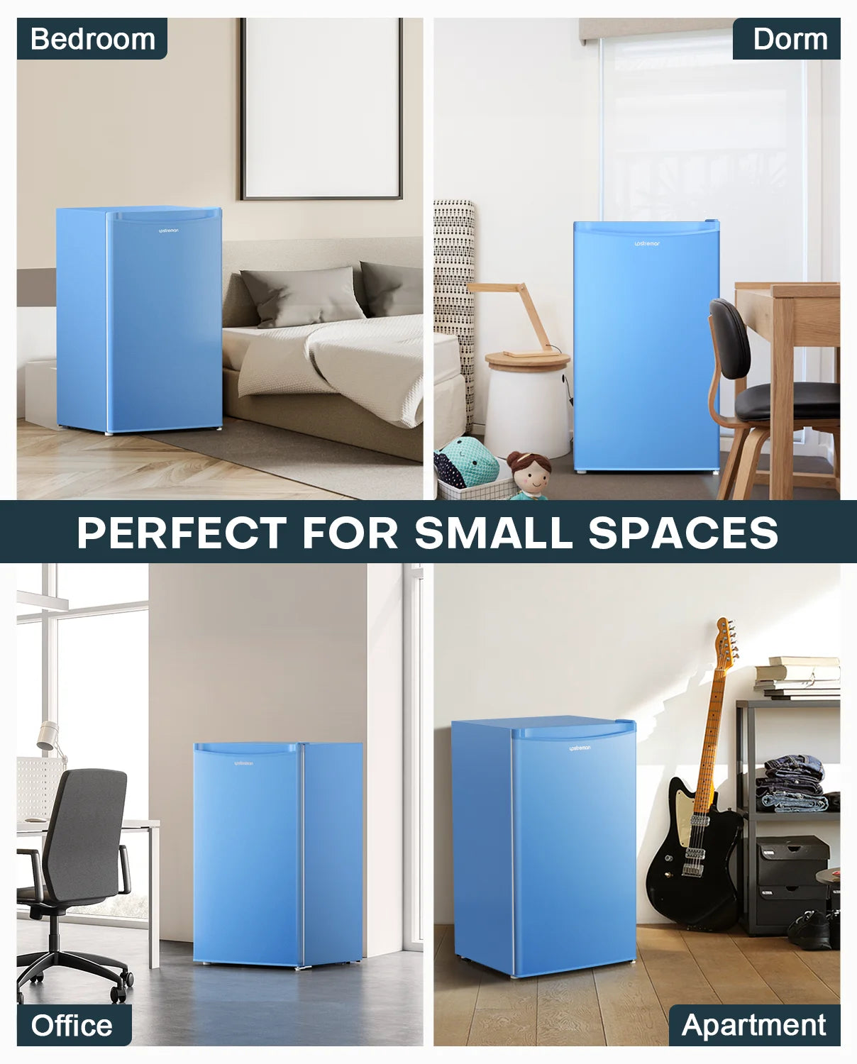Upstreman 3.2 Cu.Ft. Mini Fridge with Freezer Single Door Small Refrigerator Adjustable Thermostat Compact Fridge with Reversible Door, Low Noise, BR321 Black