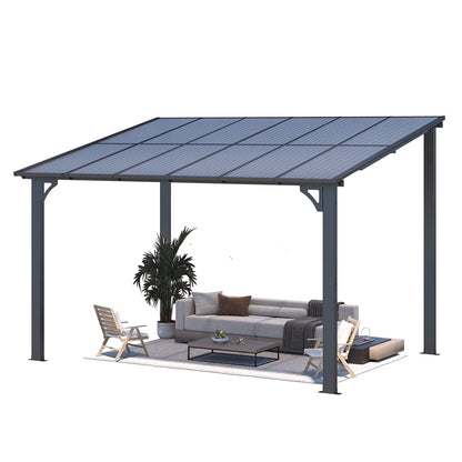 AECOJOY 10' x 14' Hardtop Gazebo Outdoor Aluminum Pergola for Garden, Patio, Backyard-Gray