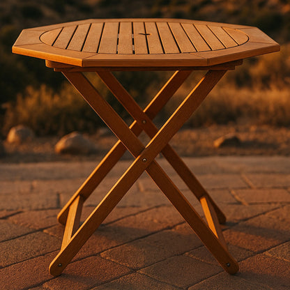 Sunnydaze 35.5" Meranti Folding Octagon Outdoor Dining Table
