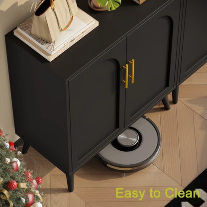 Rovaurx Set of 2 Rattan Storage Cabinet with Doors, Accent Bathroom Floor Cabinet, Modern Sideboard Buffet Cabinet for Living Room, Entryway, Dining Room and Kitchen, Natural