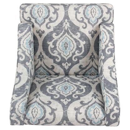 HomePop Classic Swoop Accent Chair - Blue and White Damask