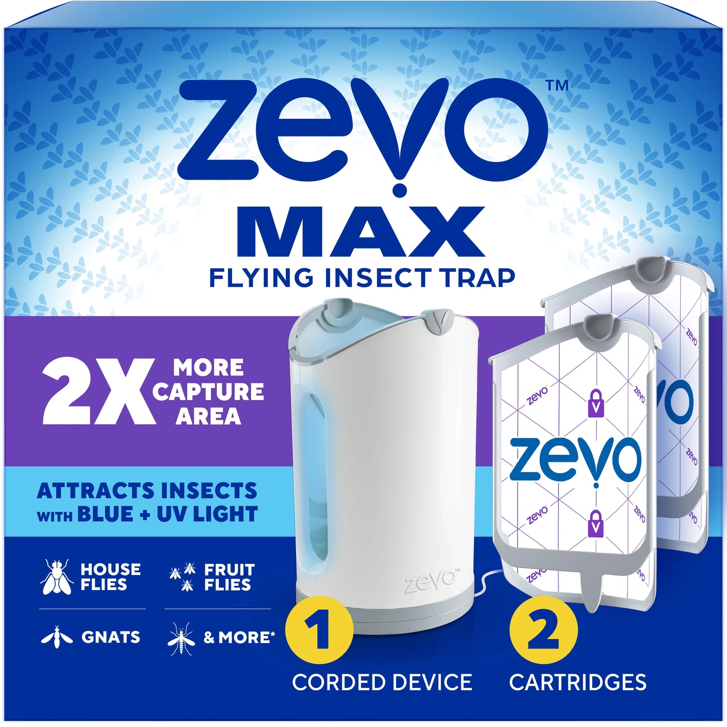 (4 pack) Zevo Max Flying Insect Trap - 1 Plug in Base & 2 Refill Cartridges