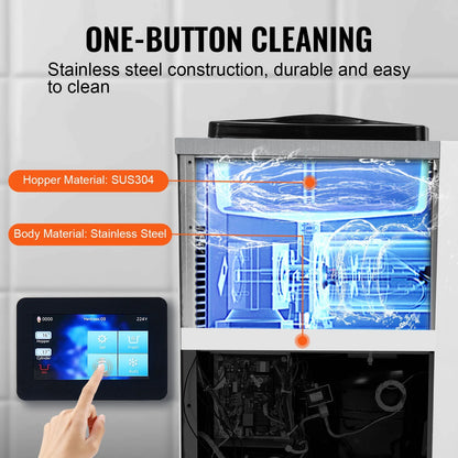 KFFKFF Commercial Ice Cream Machine 2.7-4gal/10-15L/H 4L Hopper Single Flavor Countertop Soft Serve Ice Cream Maker Auto Clean Pre-Cooling