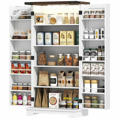 Spaco 17-Tier Kitchen Small Pantry Cabinet with 2 Doors and 6 Adjustable Shelves, Cabinet Pantry, Freestanding 5-Tier Shelving Pantries for Kitchen Storage, Gray