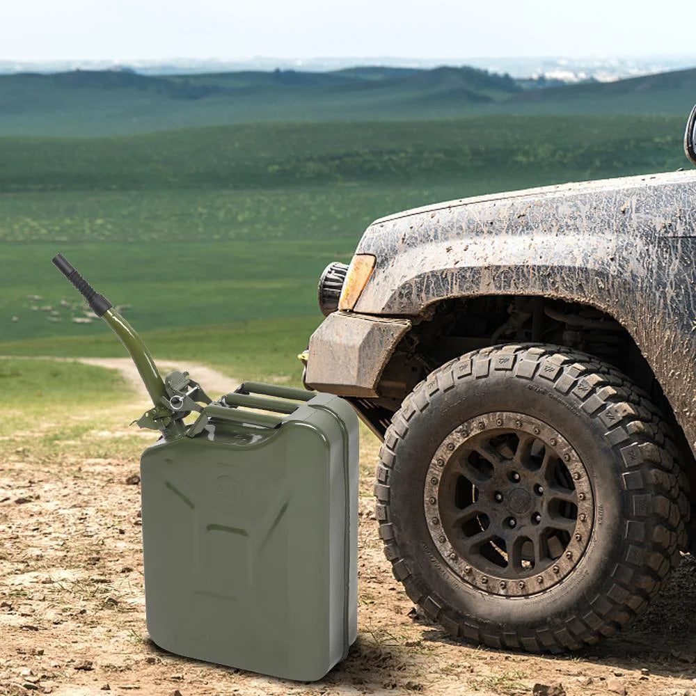 YUONAO 3-Pack 5 Gal (20L) Steel Gas Fuel Can �C Army Green Military-Grade Gasoline Container for Emergency, Outdoor, Off-Road, Camping