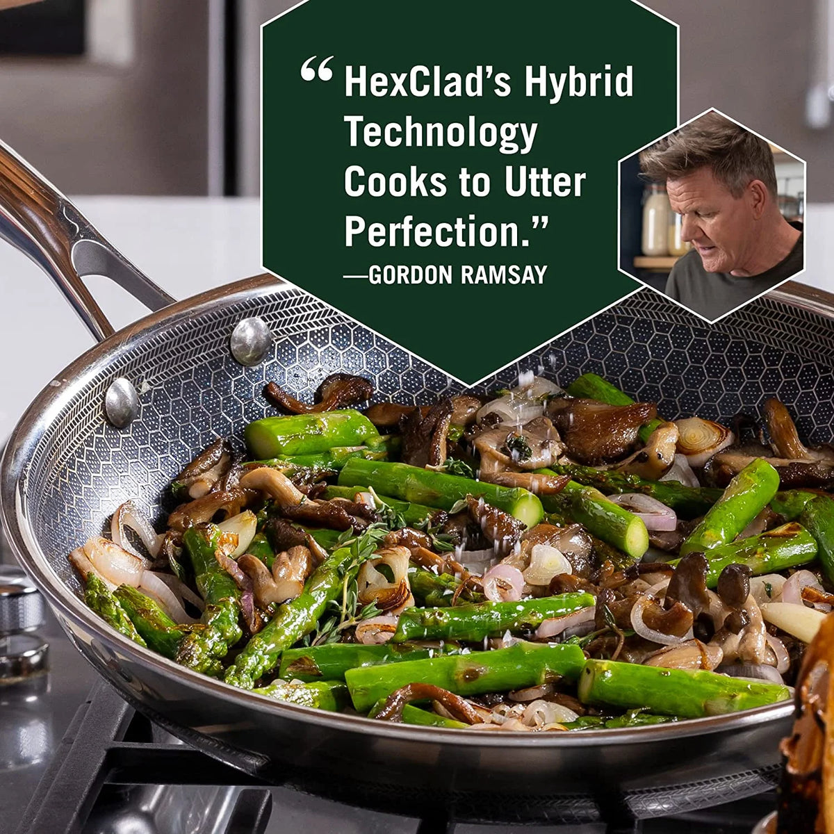 HexClad 8 inch Hybrid Stainless Steel Frying Pan, Nonstick