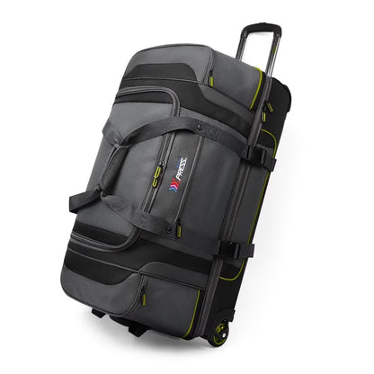 Rolling Duffle Bag with Drop Bottom,Large Wheeled Duffle Bag Luggage,Trolly Travel Bag with Roller 30 Inch,TBL074-Grey/Red