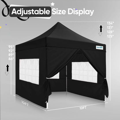 Quictent 10x10 Pop up Canopy TentPortable Instant Shelter with Vent, Ez up Canopy with Reflective Top and Fluorescent Rope