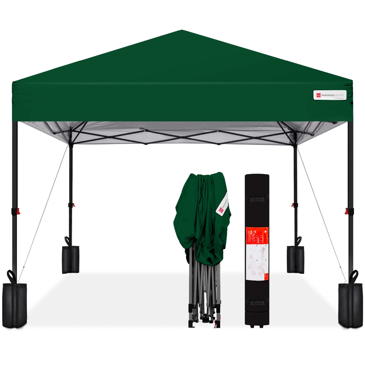 Best Choice Products 12x12ft Easy Setup Pop Up Canopy w/ 1-Button Setup, Wheeled Case, 4 Weight Bags - Navy Blue