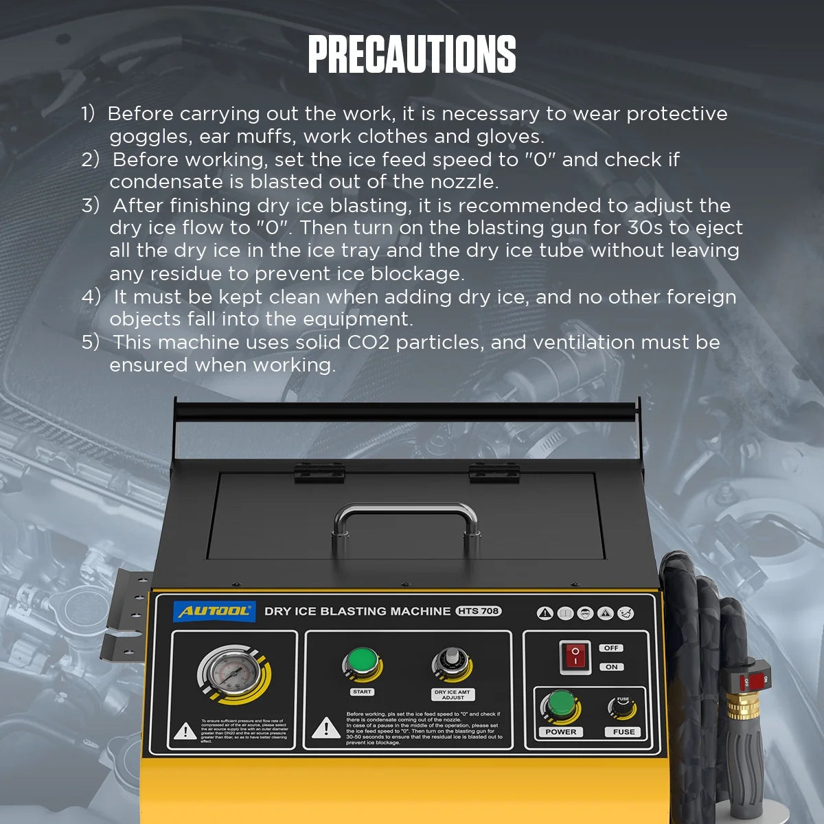 AUTOOL Automotive Dry Ice Cleaning Machine Car Engine Throttle Carbon Deposit Cleaner Exhaust Pipe Pressure Washer 110V/220V Dry Ice Blasting Clean Machine for All Cars, HTS705