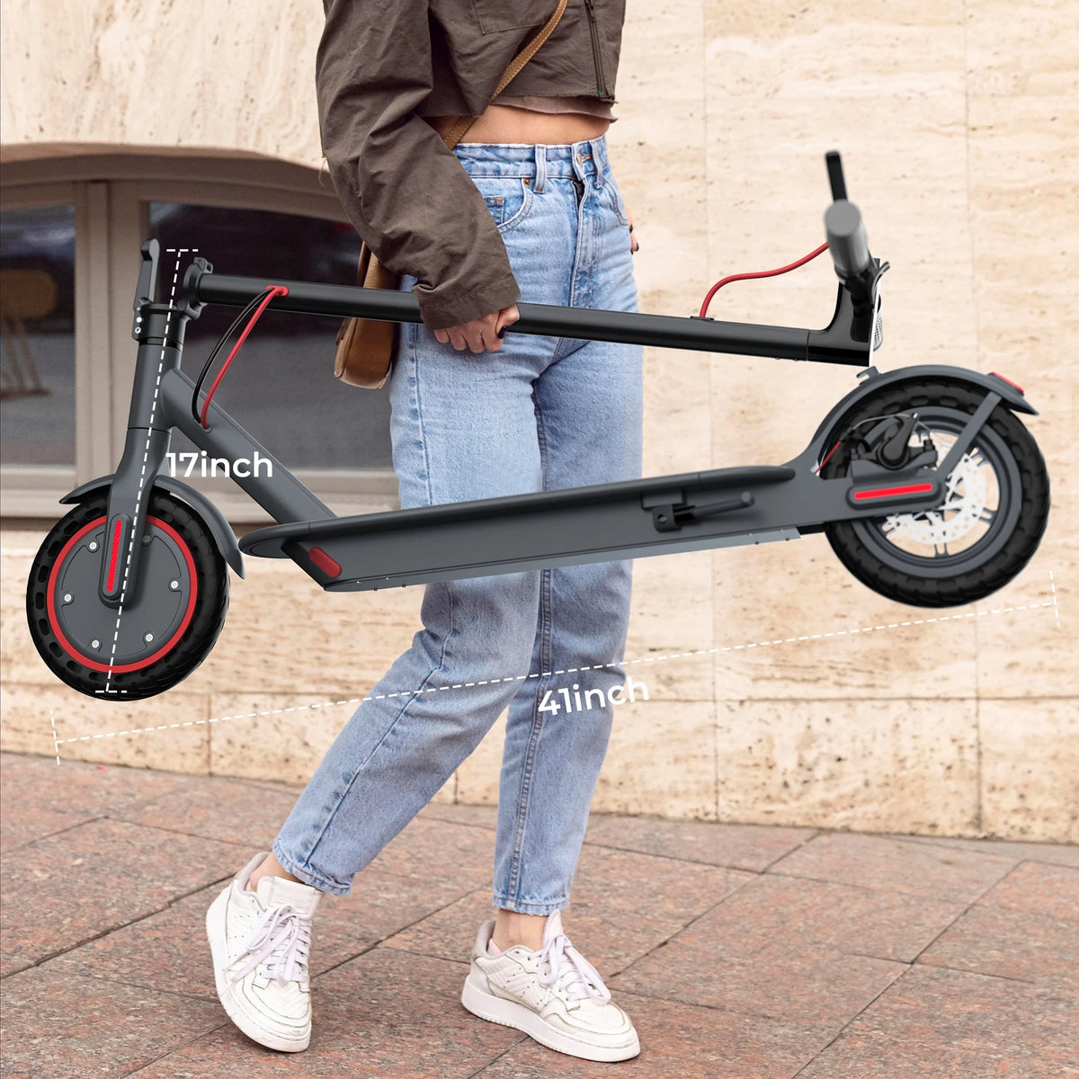 JOYHIS J078 Electric Scooter for Men and Women 8.5" Solid Tire 19mph Power by 350W Motor Max 21 mile Range Folding Commuting E Scooter
