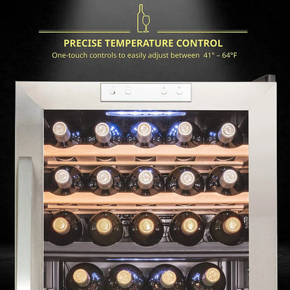 Schmecke Wine Fridge, Dual Freestanding Wine Refrigerator, 33 Bottle Wine Cooler