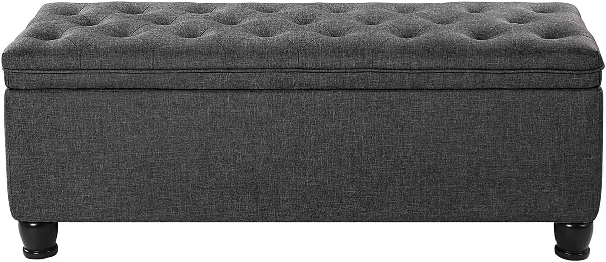 SONGMICS 46.5" Storage Ottoman Bench Storage Bench Bedroom Bench 330lb Load Capacity Solid Wood Legs Light Gray
