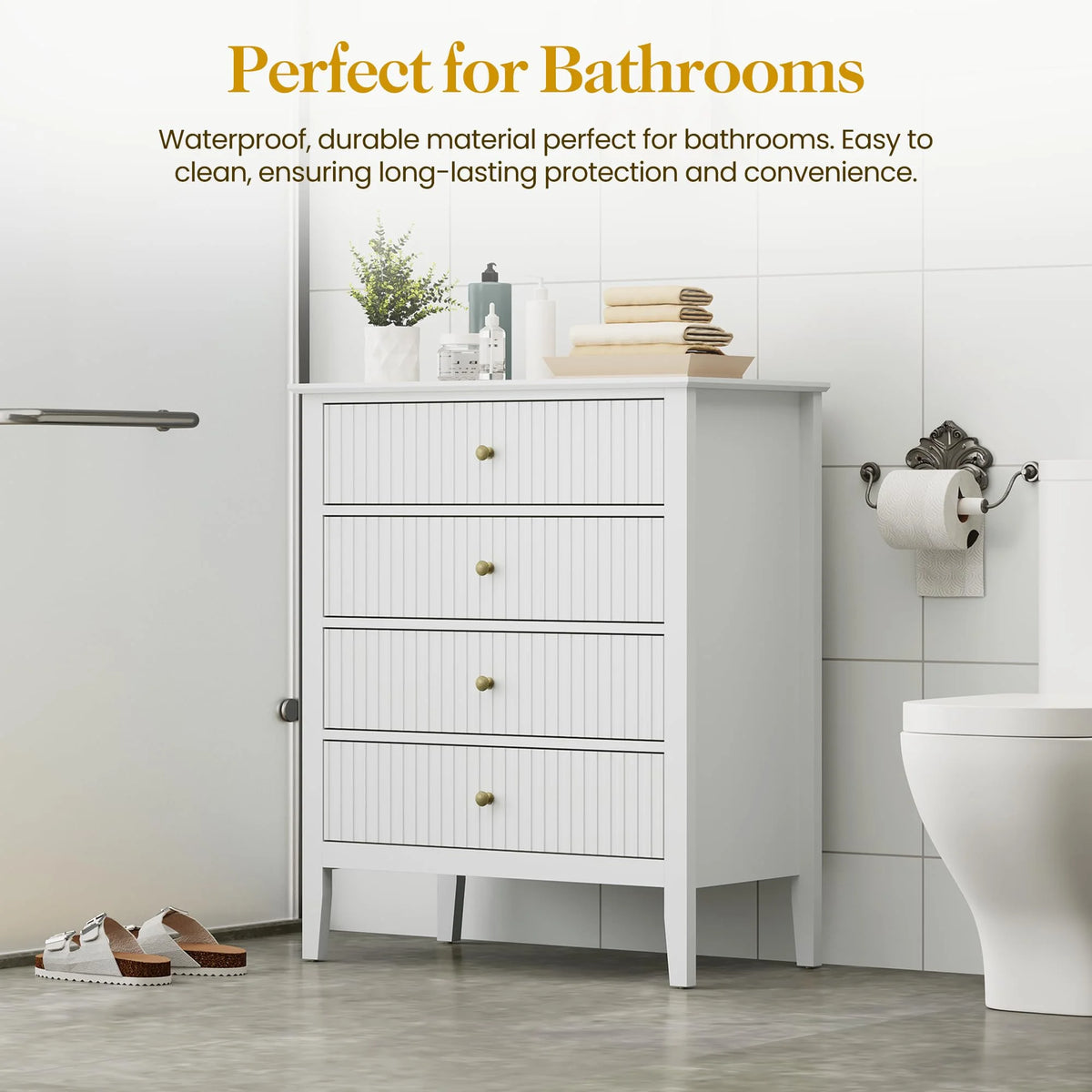 May Color Large White 3 Drawer Dresser Set of 2 with Fluted Panel, Modern Chest of Drawers with Silent Slide Drawers, Wood Accent Nightstand with Storage for Bedroom Living Room, Hallway