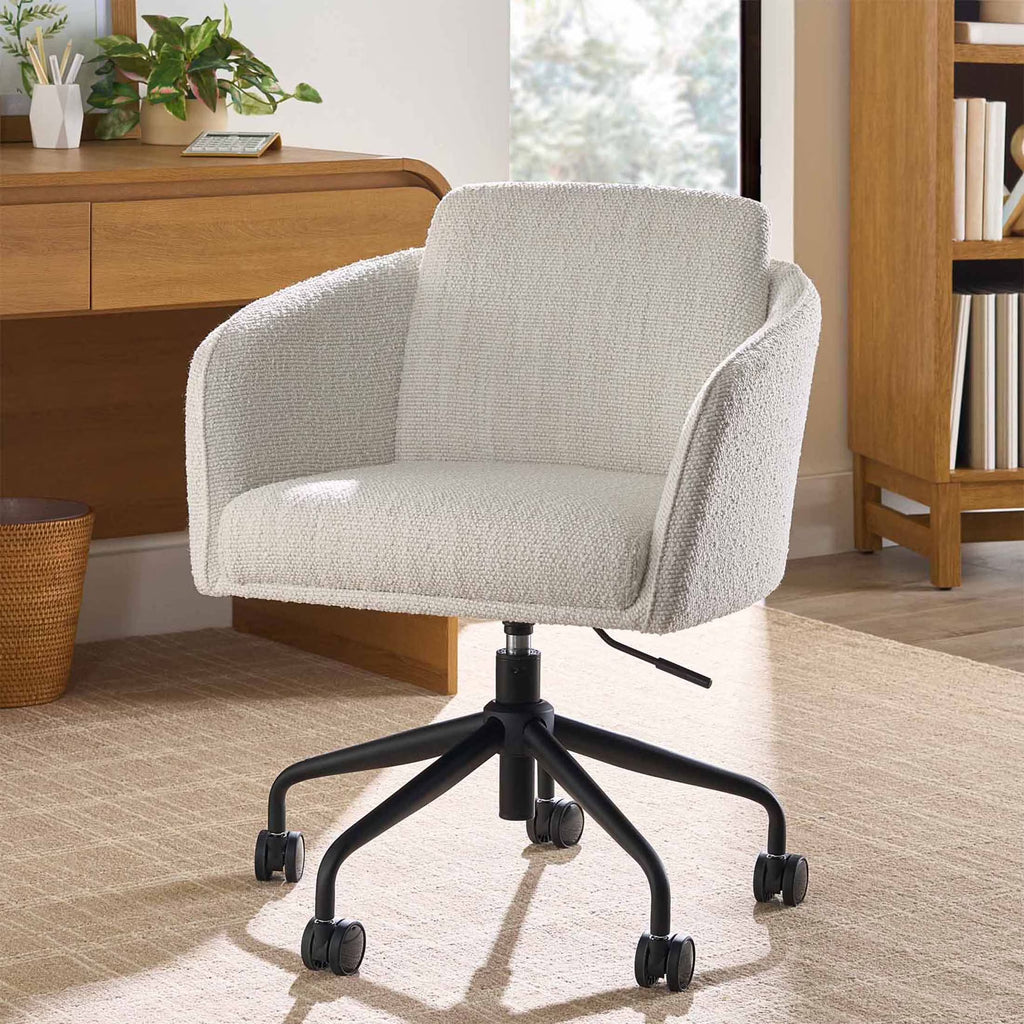 Better Homes & Gardens Juliet Office Chair, Ivory Boucle and Matte Black