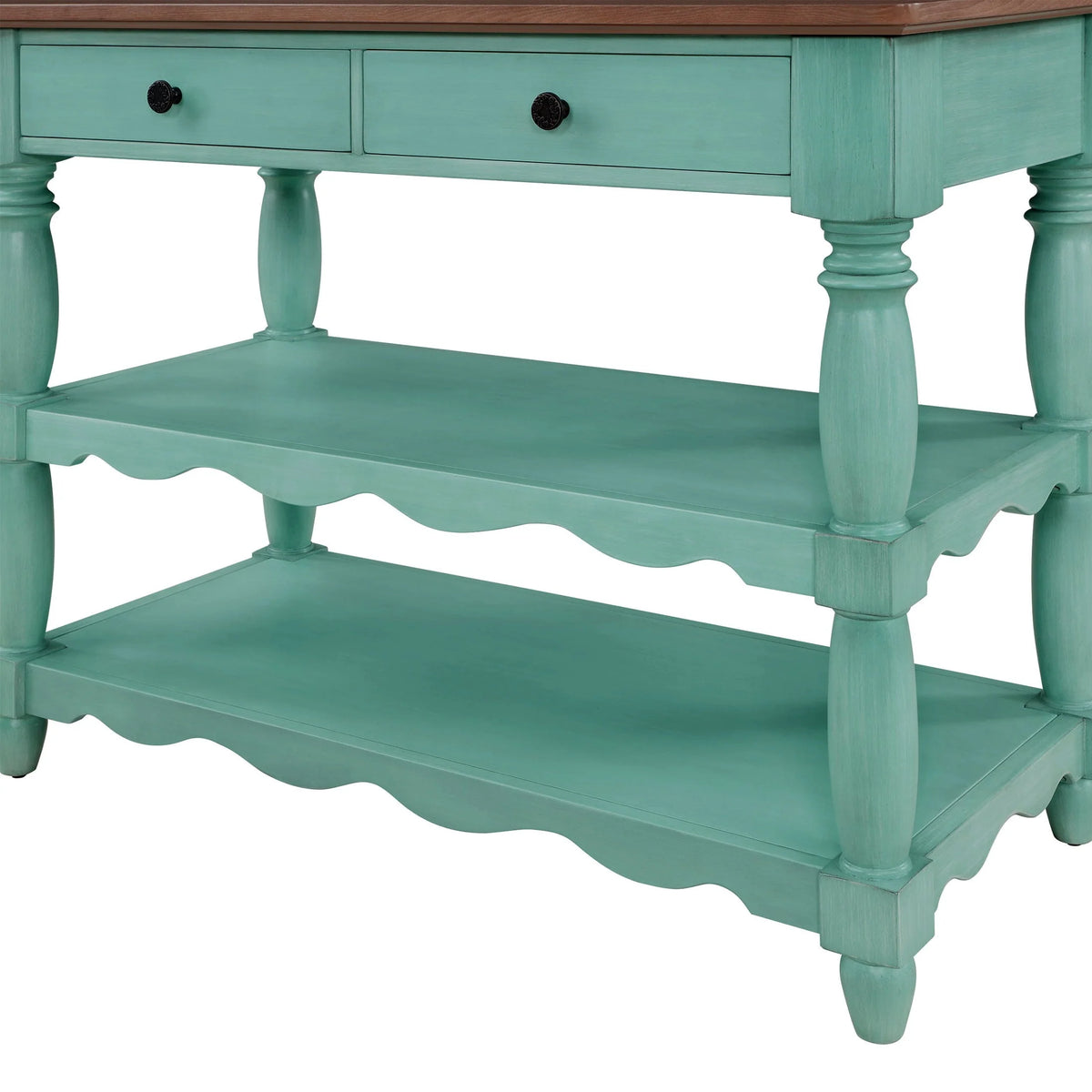 The Pioneer Woman Kitchen Island Made With Solid Wood Frame, Teal