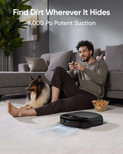 eufy Robot Vacuum Omni S1 Pro with All-in-One Station, Always Clean Mop, 8000 Pa Suction, Obstacle Avoidance, Auto Mop Washing & Drying, Self-Emptying