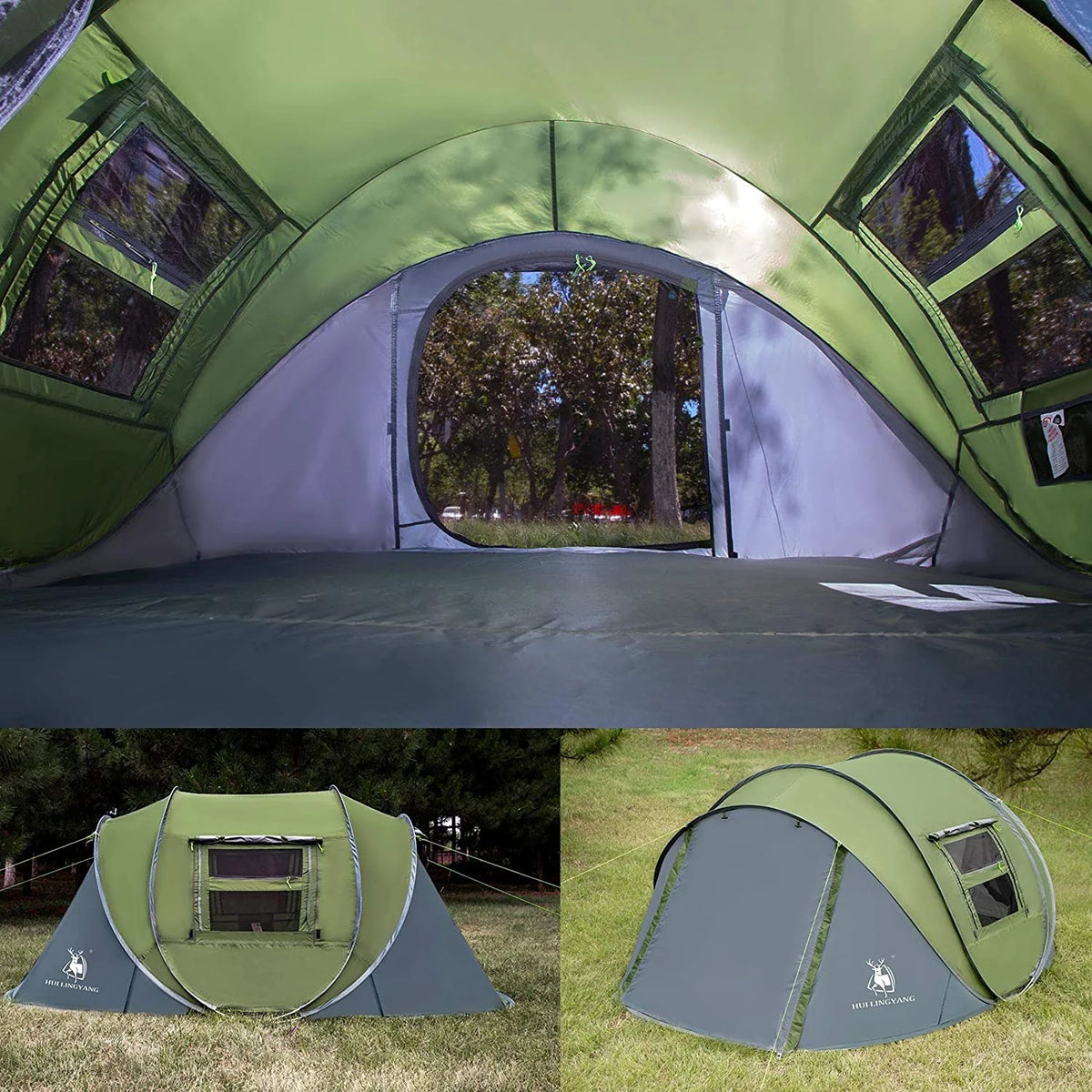 4 Person Easy Pop Up Tent,9.5��X6.6��X52'',Waterproof, Automatic Setup,2 Doors-Instant Family Tents for Camping, Hiking & Traveling