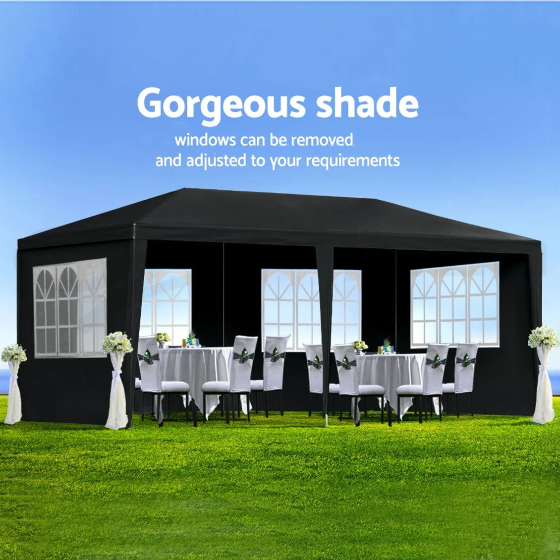 10'x20' Pop Up Canopy Tent with 6 Removable Sidewalls & Portable Rolling Bag �?Waterproof UPF 50+ Shade for Parties, Beach, Weddings & Camping