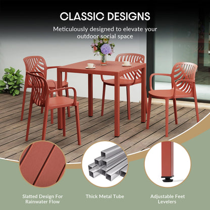 WestinTrends Playa 5-Piece Outdoor Patio Metal Frame Dining Table Set with Stackable Patio Dining Chairs, Olive Green