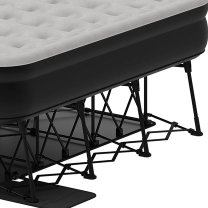 Dextrus Inflatable Queen Air Mattress with Built-in Pump, Frame, Velvet Surface & Portable Storage Case, Khaki