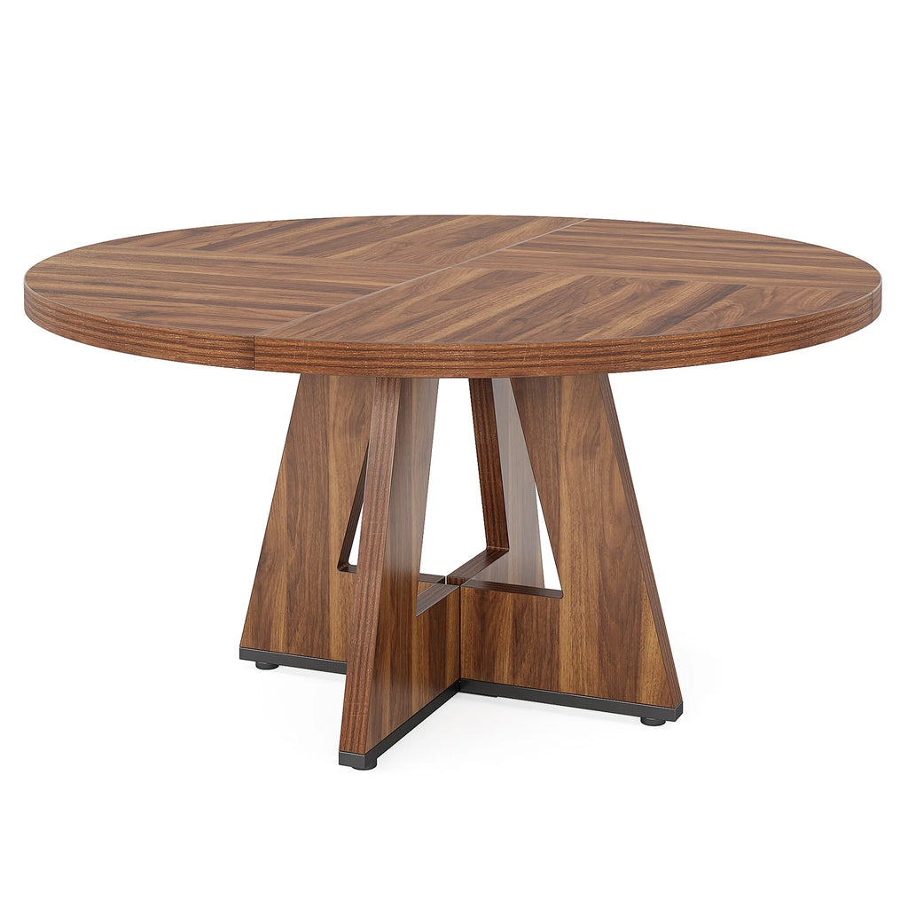 MAYEERTY Round Dining Table for 4, 47" Wood Kitchen Table Farmhouse Dinner Table