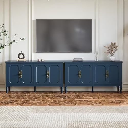 May in Color Console Cabinet, 58'' Wood Sideboard Buffet Cabinet with Storage & 4 Doors, Mid Century Modern Pantry Cabinet for Entryway, Living Room, Bedroom, Dining Room, Green