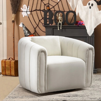 Bonzy Home Swivel Chair with Plump Pillow, Modern Velvet Accent Chair for Living Room Bedroom , Comfy Round Armchair, Orange