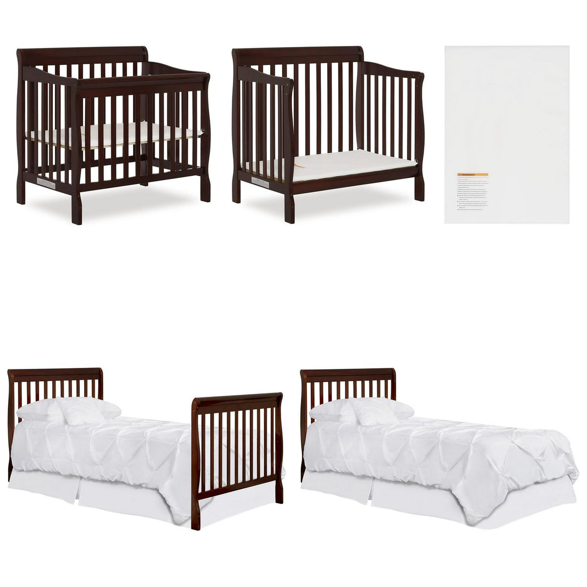 Dream On Me Aden 4-in-1 Convertible Mini Crib Espresso