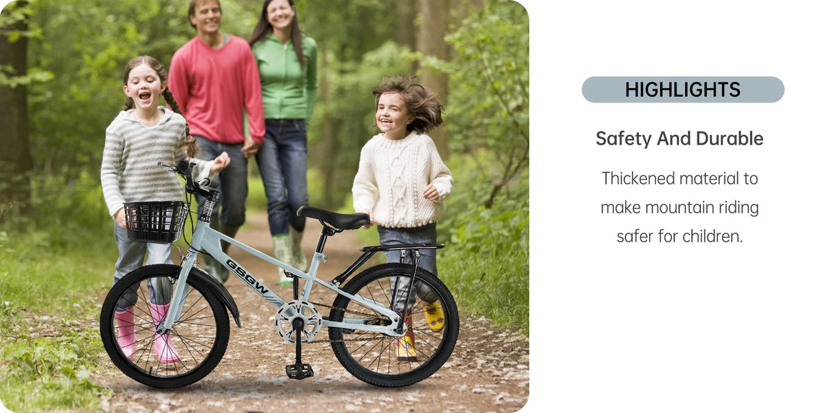 ARTUDATECH Kids Bike Girls  Boys 20 Inch Children's Bicycle with Basket for Age 6-12 Years old  with Air Pump and Bike bag