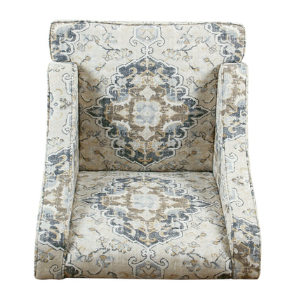 HomePop Classic Swoop Accent Chair - Blue and White Damask