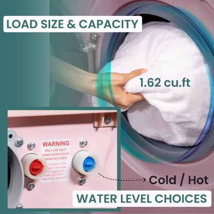 Equator All-in-One Washer Dryer VENTLESS/VENTED PET cycle 1.62cf/15lbs 110V in Pink