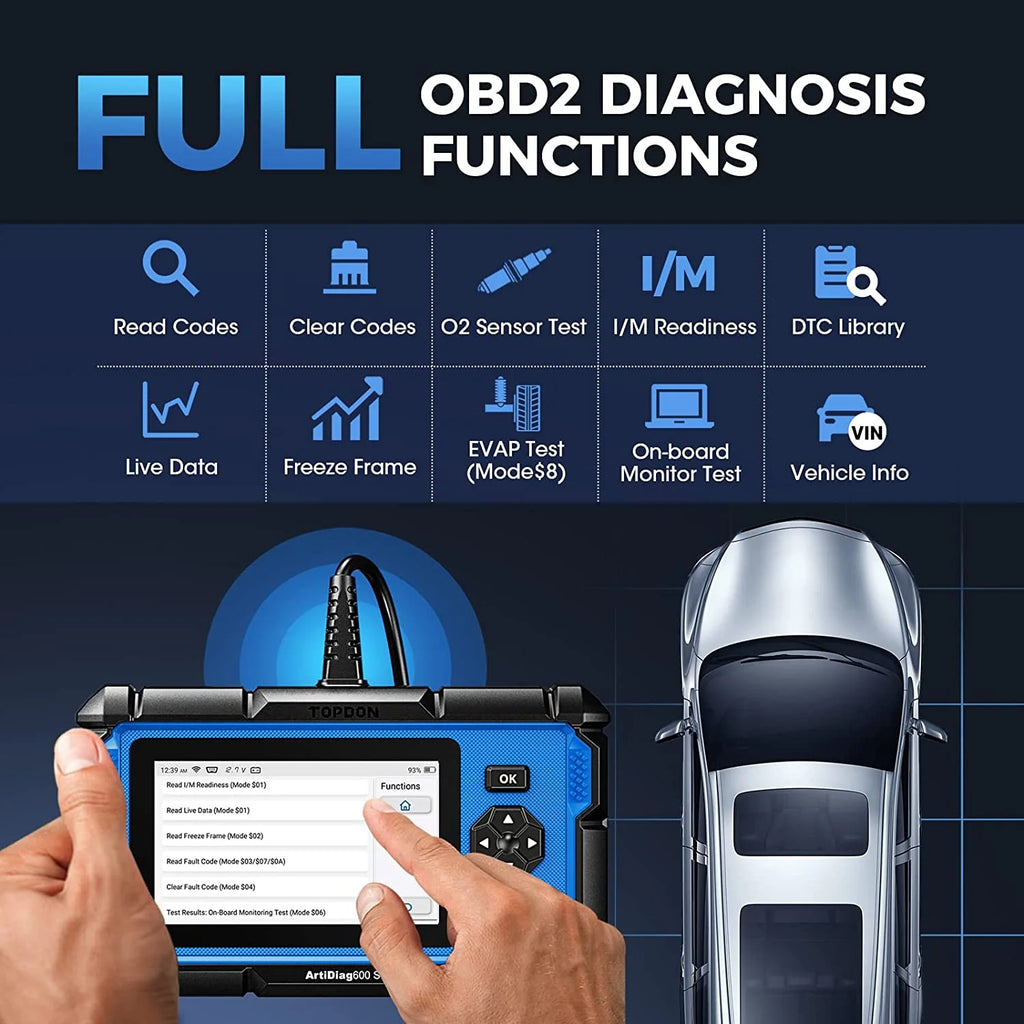 OBD2 Scanner TOPDON ArtiDiag600S Car Diagnostic Scan Tool AT/ENG/ABS/SRS Diagnoses & 8 Reset Services
