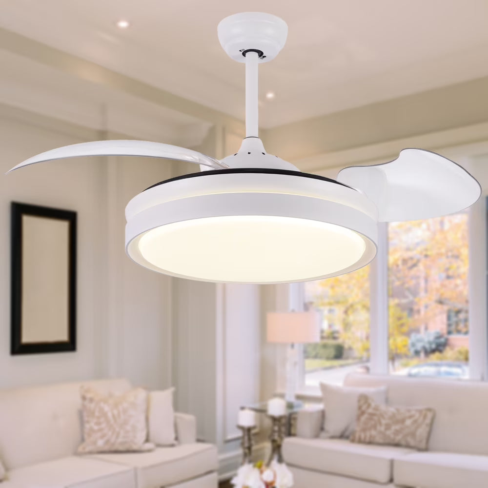 42" Retractable LED Ceiling Fan with Remote Control and Light Kit Included