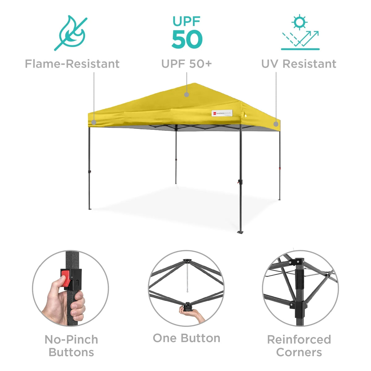 Best Choice Products 12x12ft Easy Setup Pop Up Canopy w/ 1-Button Setup, Wheeled Case, 4 Weight Bags - Navy Blue