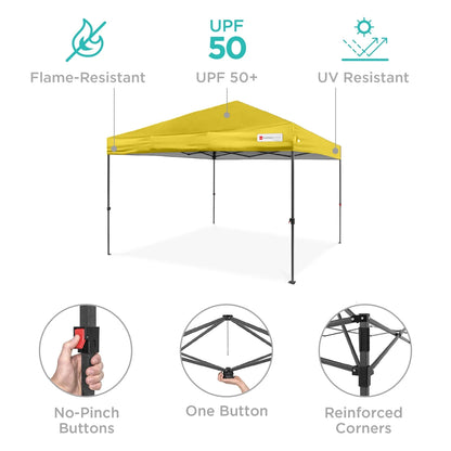Best Choice Products 12x12ft Easy Setup Pop Up Canopy w/ 1-Button Setup, Wheeled Case, 4 Weight Bags - Navy Blue