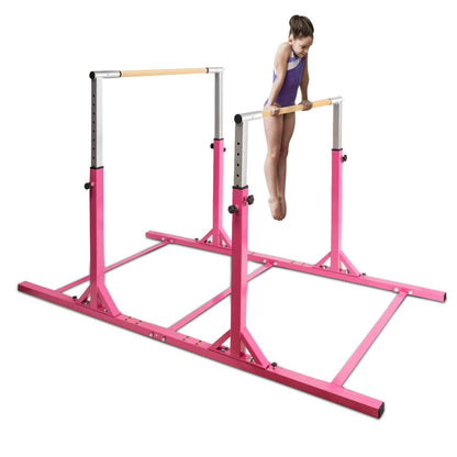 Costway Kids Gymnastics Parallel Bars Double Horizontal Bars Adjustable Width Height