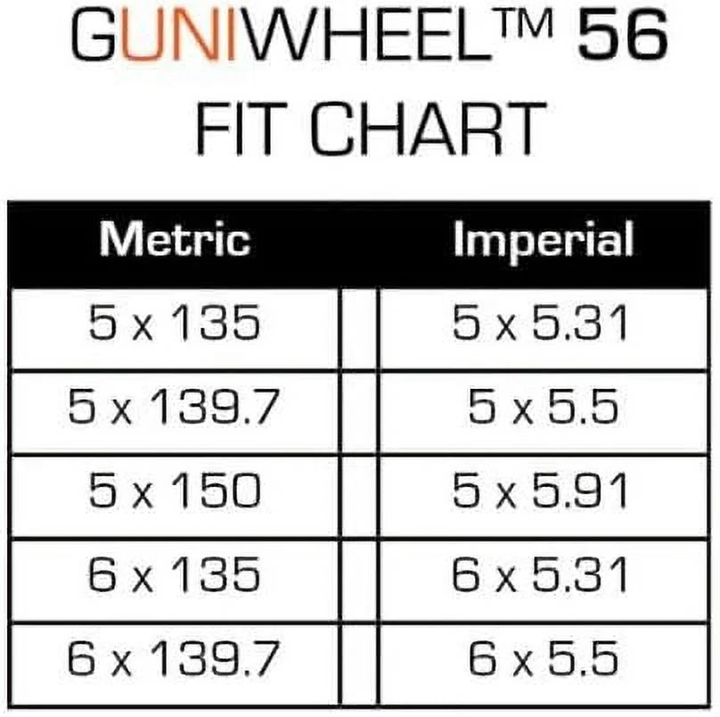 GUNIWHEEL Universal Vehicle Mounting System Roller Wheel with Universal Lug Pattern for Trucks/SUVs with 5 or 6 Bolt Patterns - Safely Move & Mount Vehicles 1, GUNIWHEEL 56